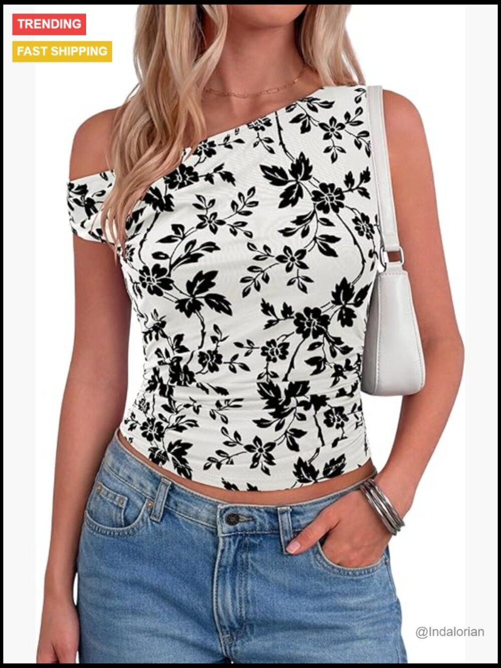 Mesh Off Shoulder Ruched Tank Top Slim Fit Floral Print